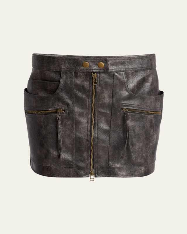 Claudine Faux Leather Zip Mini Skirt